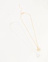 Mixed Metal Frangipani Pendant Necklaces 2-Pack