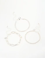 Silver Mixed Chains Bracelet 3-Pack