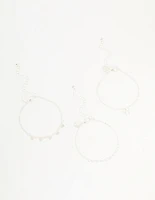 Silver Diamante Bow & Heart Bracelets 3-Pack