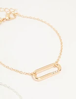 Mixed Metals Diamante Oval Centre Bracelets 3-Pack