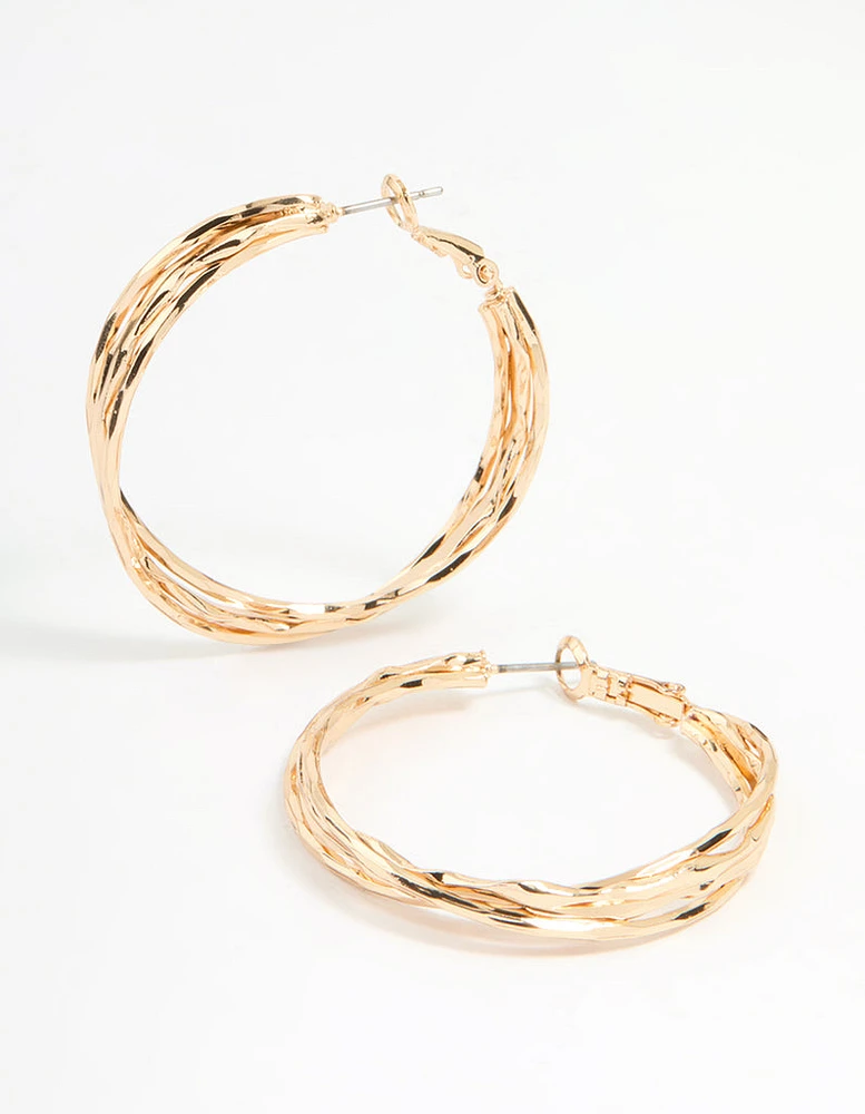 Gold Wrapped Hoop Earrings