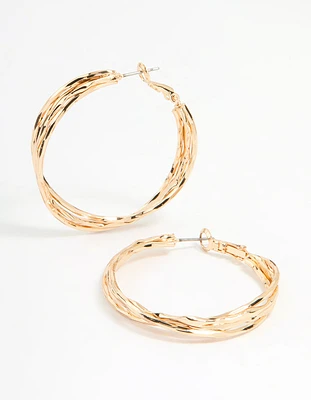 Gold Wrapped Hoop Earrings