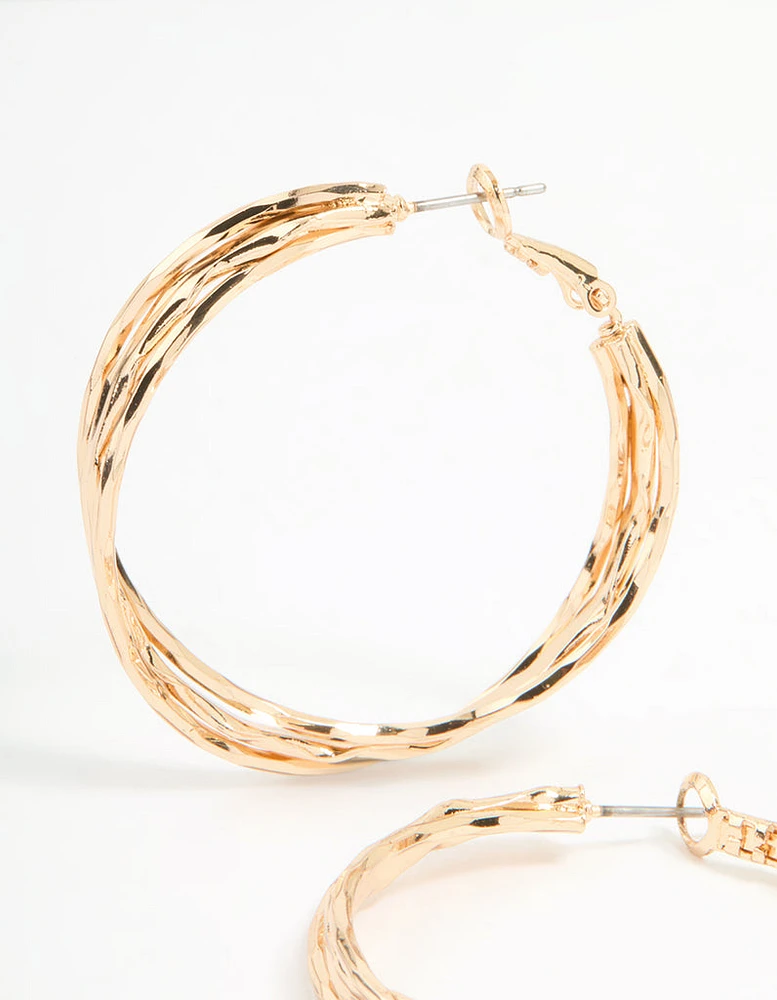 Gold Wrapped Hoop Earrings