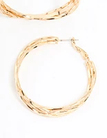 Gold Wrapped Hoop Earrings
