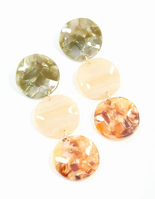 Gold Neutral Circle Drop Earrings