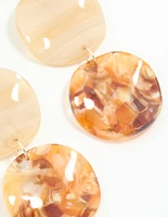 Gold Neutral Circle Drop Earrings