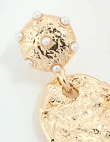 Gold Molten Circle Drop Earrings
