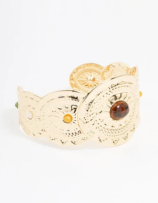 Gold Molten Circle Wrist Cuff