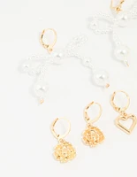 Gold Pearl Bow Shoe Charms Set
