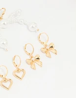 Gold Pearl Bow Shoe Charms Set