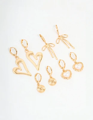 Gold Heart & Bow Shoe Charms Pack