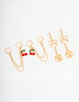 Gold Cherry & Bow Shoe Charms Pack