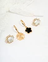 Gold White Shoe Laces & Shoe Charms 4-Pack