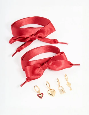 Gold Red Laces & Shoe Charms Pack