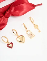 Gold Red Laces & Shoe Charms Pack