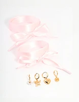 Gold Pink Laces & Shoe Charms Set