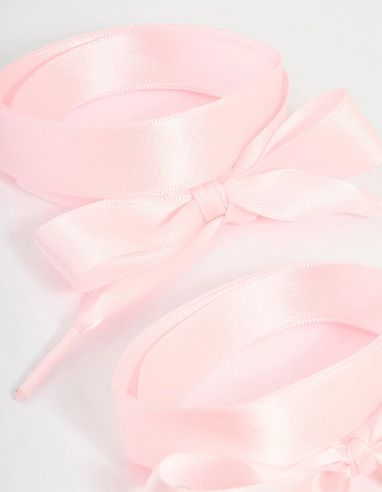 Gold Pink Laces & Shoe Charms Set