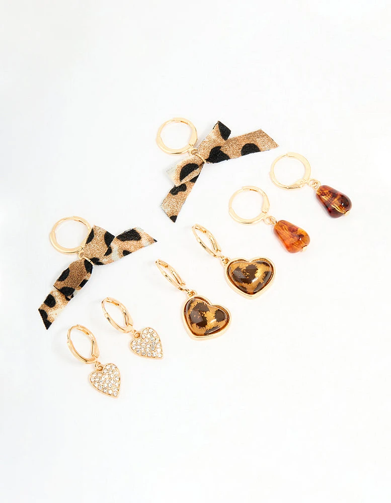 Gold Leopard & Heart Shoe Charms Pack