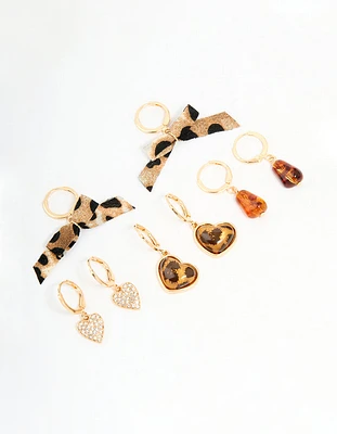 Gold Leopard & Heart Shoe Charms Pack