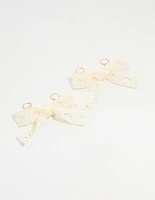 Cream Lace Fabric Bow Shoe Charm Set