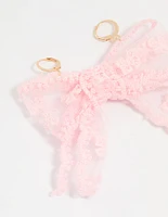 Pink Lace Fabric Bow Shoe Charm Set