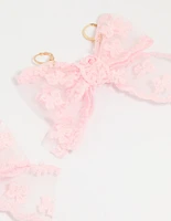 Pink Lace Fabric Bow Shoe Charm Set