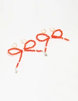 Red Beaded Bow Shoe Charm Set