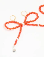 Red Beaded Bow Shoe Charm Set