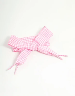 Pink Gingham Fabric Shoe Lace Set