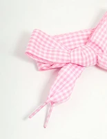 Pink Gingham Fabric Shoe Lace Set