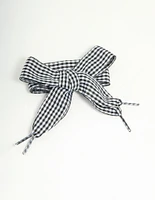 Black Gingham Fabric Printed Shoe Lace Set