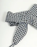 Black Gingham Fabric Printed Shoe Lace Set
