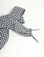 Black Gingham Fabric Printed Shoe Lace Set