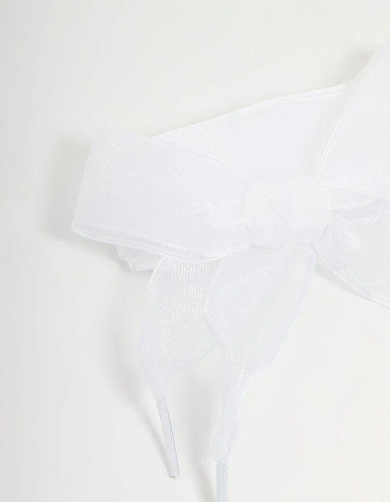 White Fabric Shoe Lace Set
