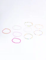 Kids Pastel & Vibrant Beaded Stretch Bracelets 9-Pack