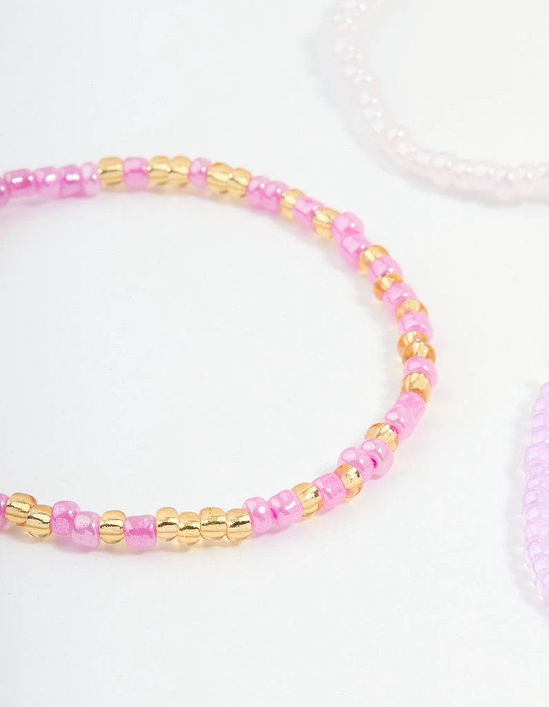 Kids Pastel & Vibrant Beaded Stretch Bracelets 9-Pack
