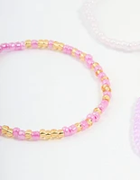 Kids Pastel & Vibrant Beaded Stretch Bracelets 9-Pack