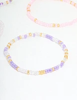 Kids Pastel & Vibrant Beaded Stretch Bracelets 9-Pack