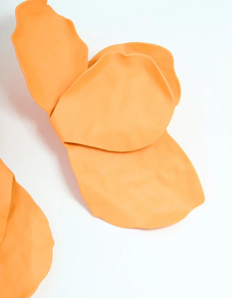 Orange Coated Flower Petal Drop Earrings