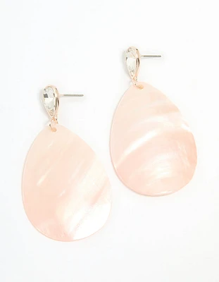 Rose Gold Genuine Shell Petal Drop Earrings