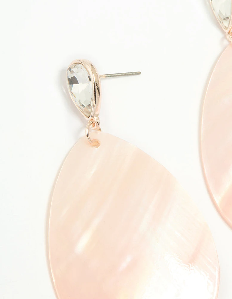 Rose Gold Genuine Shell Petal Drop Earrings