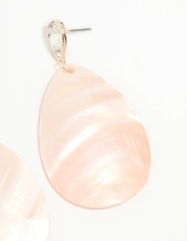 Rose Gold Genuine Shell Petal Drop Earrings