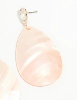 Rose Gold Genuine Shell Petal Drop Earrings