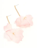 Rose Gold Pink Blooming Flower Drop Earrings