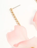 Rose Gold Pink Blooming Flower Drop Earrings