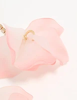 Rose Gold Pink Blooming Flower Drop Earrings