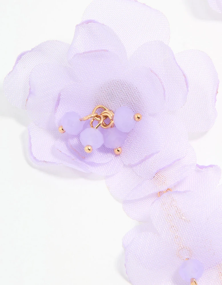 Gold Lilac Ethereal Flower Petal Drop Earrings
