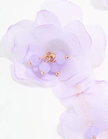Gold Lilac Ethereal Flower Petal Drop Earrings