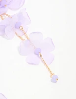 Gold Lilac Ethereal Flower Petal Drop Earrings