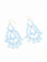 Rose Gold Blue Beaded Drop Earrings